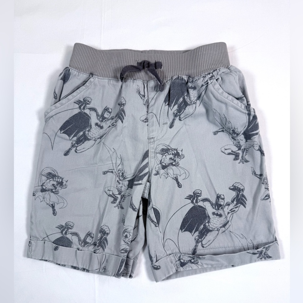 BATMAN Toddler Boys Shorts 3T Gray Allover Superhero Print‎ Elastic Waist